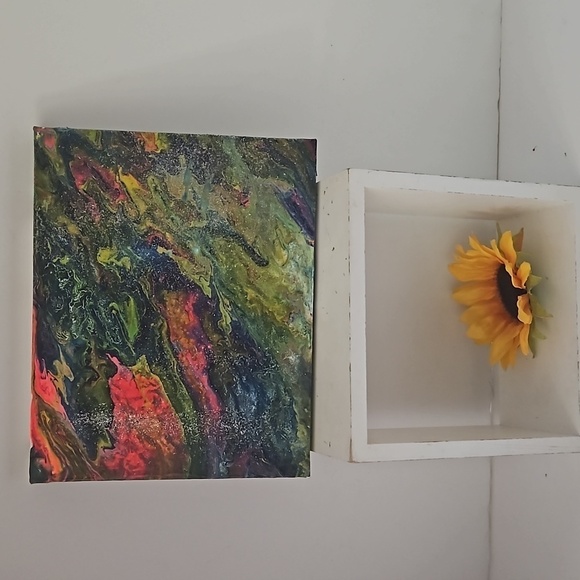 Hand Crafted modern art fluid acrylic pour handmade bohemian artwork wall decor - Picture 5 of 12